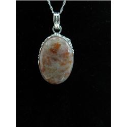 Solitaire Calcite Pendant necklace - in Sterling