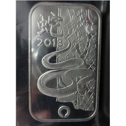 2013 Year of the Snake Silver Bar