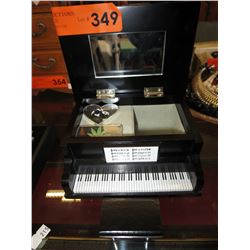 Musical piano jewelry box with miniature stool