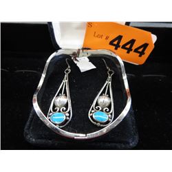Sterling Silver bracelet & Turquoise earrings