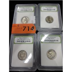 4 Graded US Nickels - 2 x BU, 2 Gem Proof
