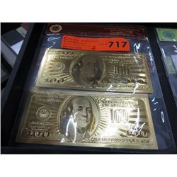 2 US Gold foil banknotes