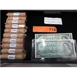 10 Rolls of CDN pennies & 2 CDN $1 bills