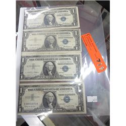 4 US 1957 $1 Silver certificates