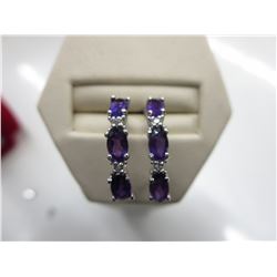 Amethyst & Diamond half hoop earrings