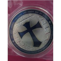 .999 Silver clad & enameled Knight's Templar coin