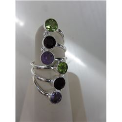 Garnet, Peridot & Amethyst gemstone ring