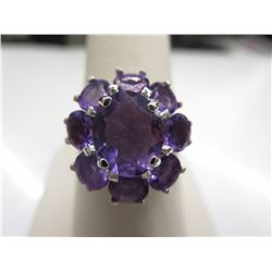 .925 Silver & Amethyst cocktail ring - brand new
