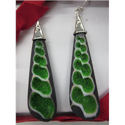 Green Auger shell Emerald Druzy earrings