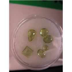 6 Various cut Green Peridot gemstones