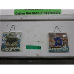 Pair of Dutch tiles w/ ship motifs
