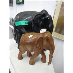 2 Carved wood elephants