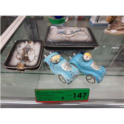 Vintage Japanese cigarette box & ashtrays