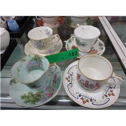 4 Bone China teacup & saucers