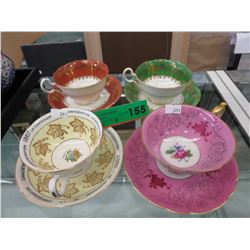 4 Bone china teacup & saucers