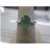 Image 1 : Custom made Emerald ring - 6 claw oval cut .89 CT