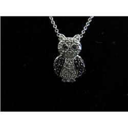 Owl necklace set with Black Diamond