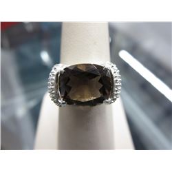Smokey Topaz cocktail ring set with 4 Diamonds