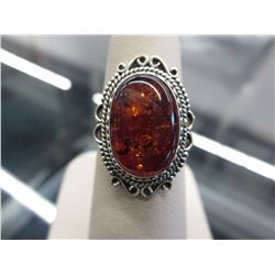 Custom made Baltic Amber & Sterling Silver ring