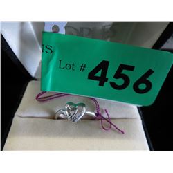 10KT White Gold heart ring with Diamond chip
