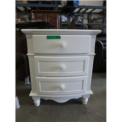 NEW - White 3-drawer beside table