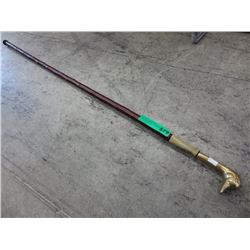 Wood & horn walking stick with brass duck head