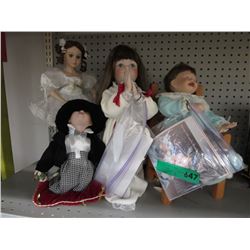 5 Collector dolls with porcelain heads