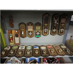 Vintage wood back wall mountable beer openers