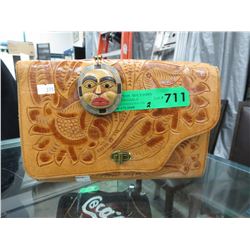 Vintage tooled leather handbag