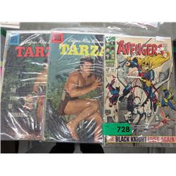 1968 Avengers #48 comic & 2x 1950's Tarzan comics