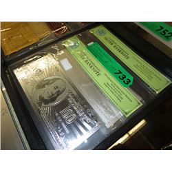 2 US silver foil banknotes - $100 impressions