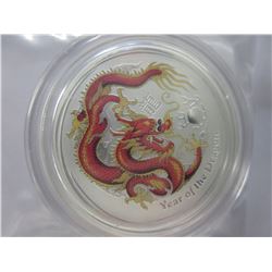 Rare 2012 colourized Year of the Dragon coin