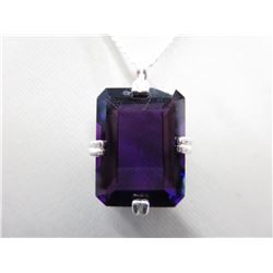 HUGE! 20CT Emerald Cut Purple Amethyst Necklace