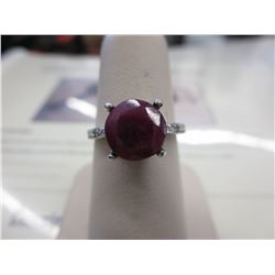Ruby Solitaire ring with 2 Shoulder Diamonds