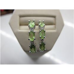 Sterling Silver Peridot earring set w/ 4 Diamonds