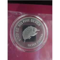 .999 Silver Echidna motif round -  sealed