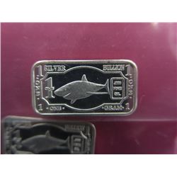 4 x .999 Silver 2015 Great White Shark art bars