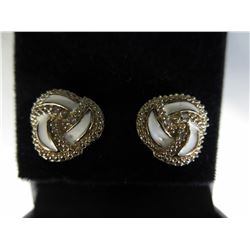 Sterling Silver Diamond & Enamel Earrings