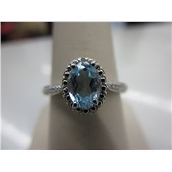 Victorian design Blue Topaz & Diamond ring