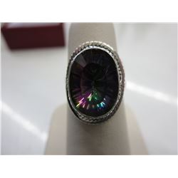 Sterling Silver oval cut Mystic Topaz ring
