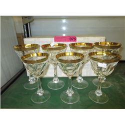 23 Moser crystal glasses with gold rims