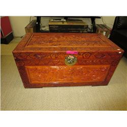 New carved camphor wood chest