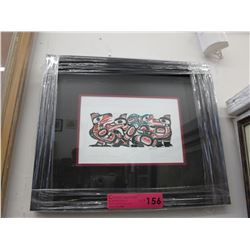 Framed Richard Shorty print Crow, Frog, Wolf, Bear