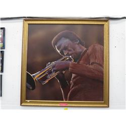 Large paint on canvas of a musician