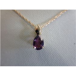 14KT Yellow Gold Amethyst Pendant & Chain