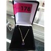 Image 2 : 14KT Yellow Gold Amethyst Pendant & Chain