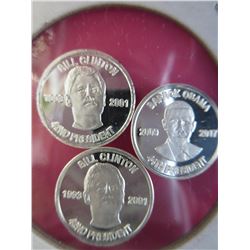 3 x .999 Silver Presidential coins