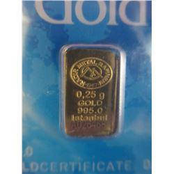 .999 Gold Turkish Mint Investor's Bars - Total 1 Gram