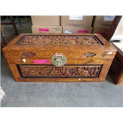 New carved camphor wood chest - Oriental theme