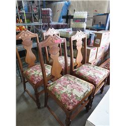 4 Vintage wooden chairs with upholster seats